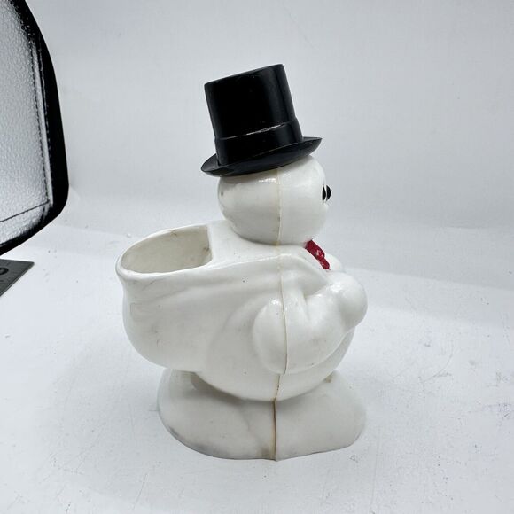 Vintage Rosbro Hard Plastic Snowman w/Pipe 5” Christmas Decor Kitsch 1950's - Picture 4 of 7